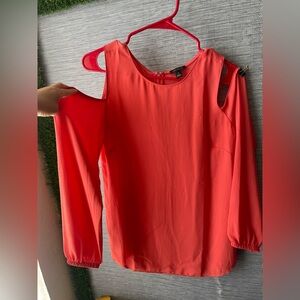 Ann Taylor Coral Cold-Shoulder Blouse